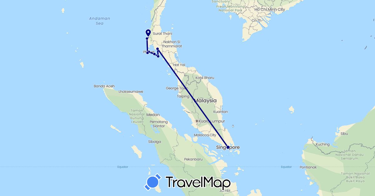 TravelMap itinerary: driving in Singapore, Thailand (Asia)